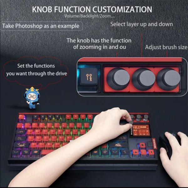 SKYLOONG GK87 Pro 3-Mode Wireless Mechanical Keyboard 8000hz Hot-Swappable 2-inch RGB Screen Custom Low latency Game Keyboard - Image 5