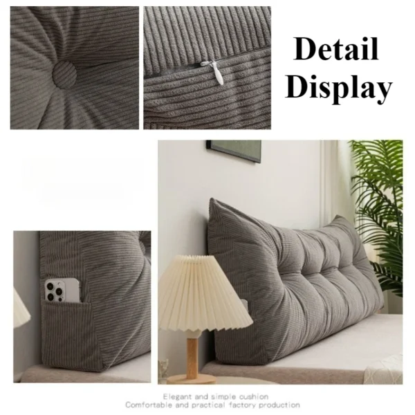 Newest Soft Corduroy Triangular Headboard Cushion-Cozy Bedroom & Living Room Decor, Comfortable for Reading or Lounging 삼각 쿠션 - Image 3