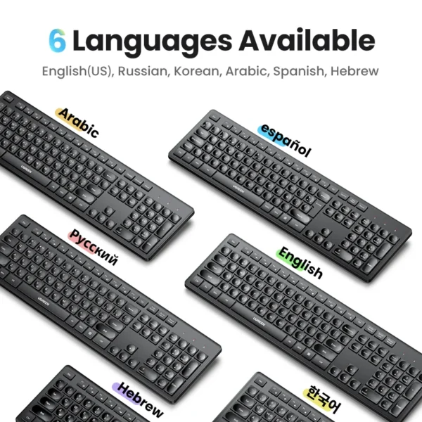UGREEN Wireless Keyboard 2.4GHz 104 Keys Layout for Laptop Desktop Windows Mac OS PC Accessories English Russian Korean Keycaps - Image 2
