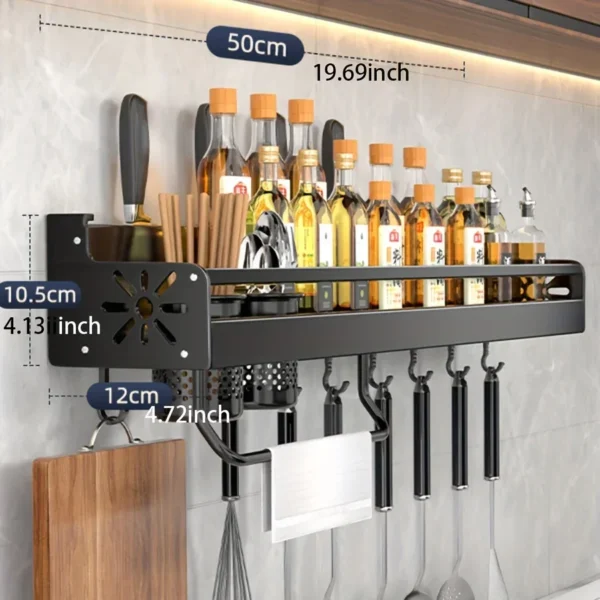 1 PC hanging spice rack wall rack, pot rack, space saving kitchen utensil rack with hooks, kitchen storage rack, used for tablew - Image 3