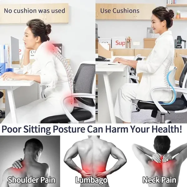 Breathable Anti-Fatigue Lumbar Support Ergonomic Lumbar Support Pillow-Anti-Fatigue Back Cushion For Study&TV, Grey. - Image 4
