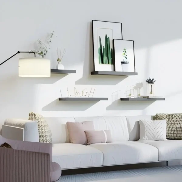 Bowillon White Floating Shelves for Wall Decor, Wall Mounted Shelves for Bedroom, Living Room, Kitchen, Bathroom Shelves Black - Image 5