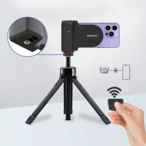 Magnetic Selfie Phone Tripod Mount with Detachable Remote Shutter Bluetooth-Compatible Tripod Adapter Grip Holder Camera Handle