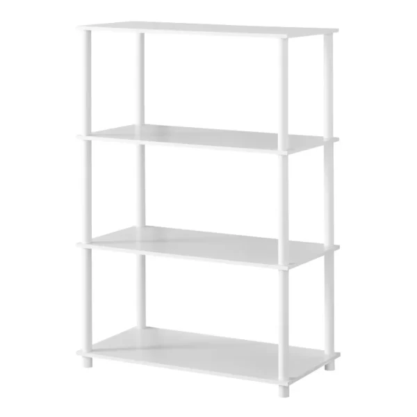 No Tools 4-Shelf Storage Bookcase, White,Shelf for Small Spaces, Bedroom, Home Office, - Image 4