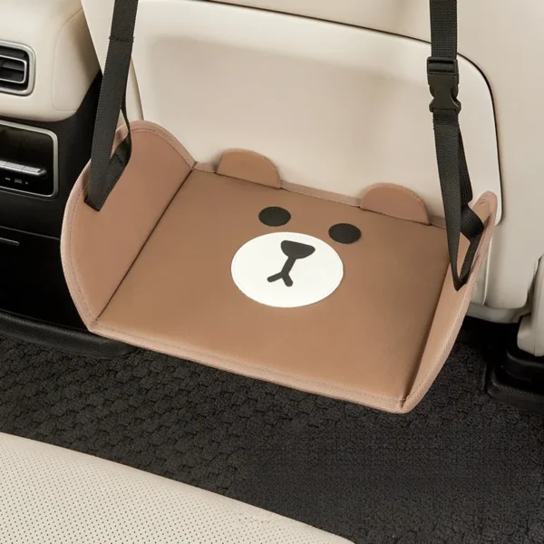 Cute Bear Design Portable Car Back Seat Foot Rest, Adjustable Straps Vehicle Footstool for Business and Travel Comfort - Image 2