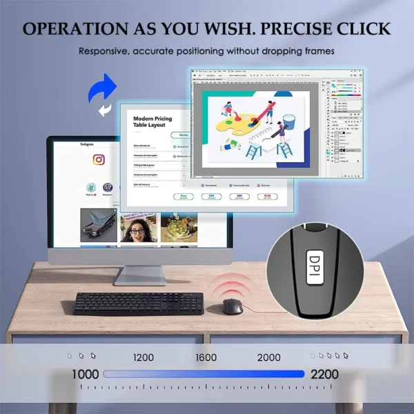Wireless Mouse Silent Mouse 2.4G Portable Mobile Optical Office Mouse Adjustable DPI Levels for Notebook PC Laptop MacBook - Image 3