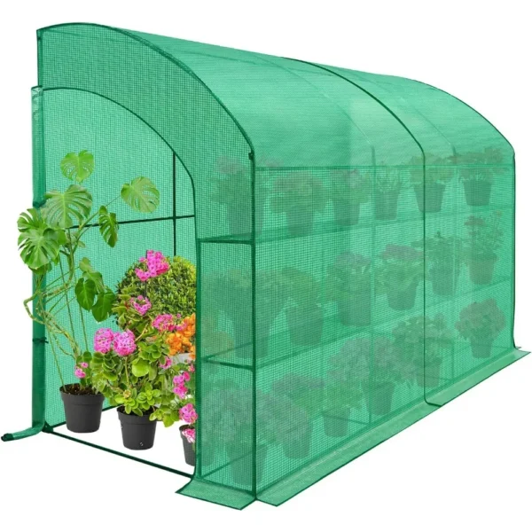 120"x60"x84" Greenhouse, with Wire Shelves, 2 Roll-Up Zipper Doors,Cold and insect prevention Heavy-Duty Greenhouse