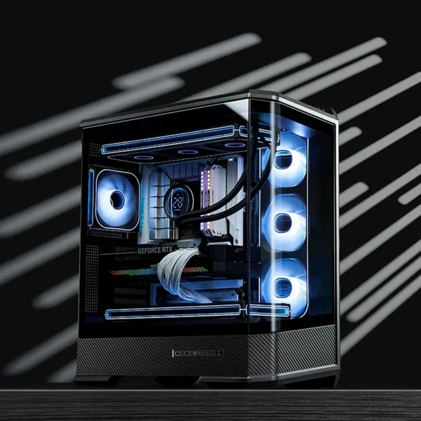 JONSBO D400 ATX Seaview Room Chassis (column-free curved glass/dual 360°radiator/ATX PSU/10 fan slots/Type-c Gen2 10Gbps+) Case - Image 4