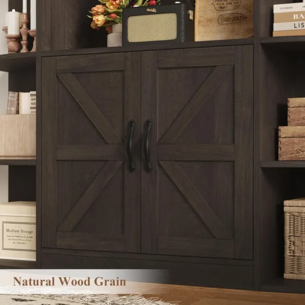 75" Tall Book Shelf and Bookcase, 47" Wide Bookcase with Doors, Freestanding Wood Display Shelves,6 Tier Bookshelf with Storage - Image 5