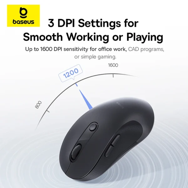 Baseus Wireless Mouse Bluetooth 5.3 2.4GHz Ergonomic 7 Silent Buttons Free Mouse Pad for MacBook Tablet Laptop Computer PC Mice - Image 5