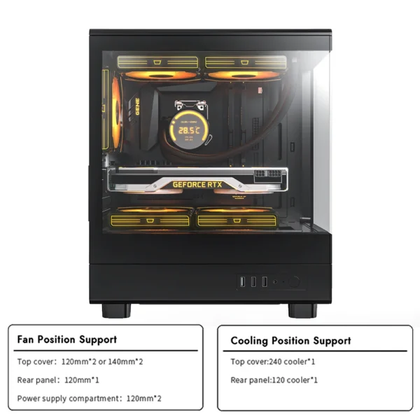 Darkflash DB330M PC Case M-ATX Desktop 270 ° Sea View Room Computer Case USB3.0 Double-Sided Transparent Glass Gamer Cabinet - Image 2