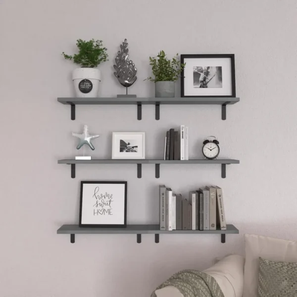 Set of 6 Rustic Brown Wood Floating Shelves - Ideal for Wall Decor, Bedroom, Bathroom Storage, and Living Room Book Displays - Image 6