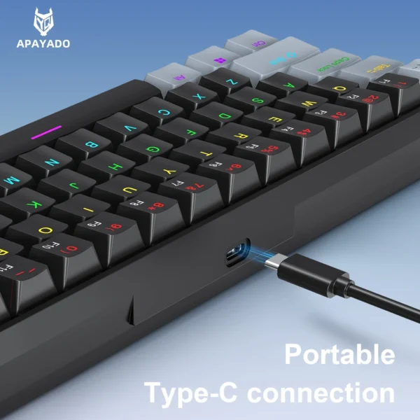 APAYADO K61 Mini Mechanical RGB Keyboard,Wired,61 Keys, Black/White , Red/Blue Switch for Gaming,60% Portable,PC/laptop - Image 6