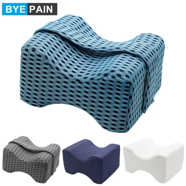Knee Pillow for Side Sleepers - 100% Memory Foam Wedge Contour- Spacer Cushion for Spine Alignment, Back Pain, Pregnancy Support