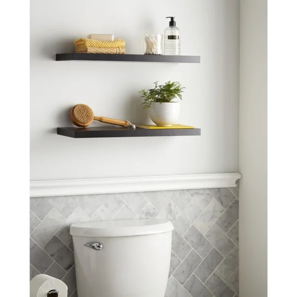 Floating Shelves for Wall, 22.5" Wall Mounted Rustic Wood Shelves for Bathroom, Bedroom,(Black, Set of 2) - Image 3
