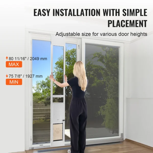 VEVOR Dog Door Sliding Glass Door Adjustable Height Doggy Door Sliding Doors Aluminum Frame Tempered Glass Pet Door - Image 4