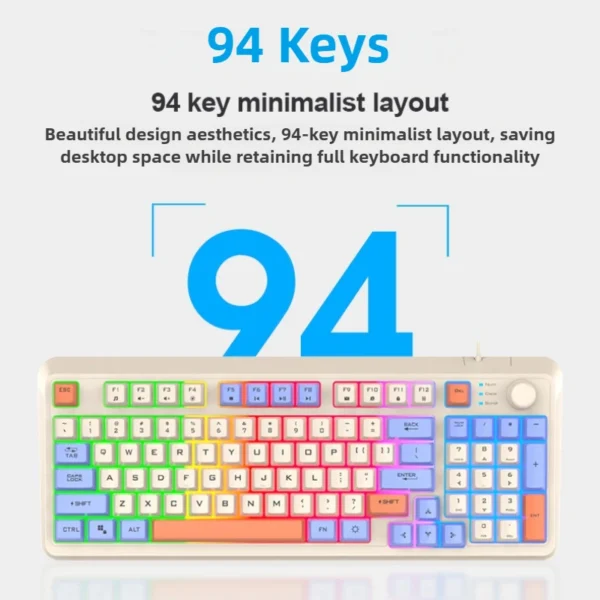 K82 Keyboard & Mouse Combos Colorful 94-Keys LED Backlight USB Wired Mechanical Gaming Keyboard for Notebook Desktop Laptop - Image 5