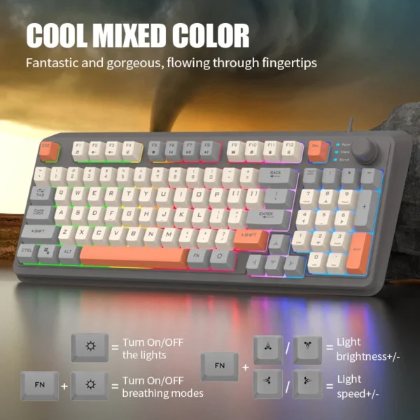 K82 Gaming Gaming Keyboard Glows Wired USB Desktop PC/Notebook Available 19-key punchless knob to adjust volume - Image 3