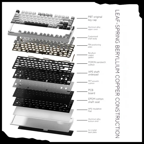 New Weikav Stars-75 Series Three Mode Aluminum Lumps Mechanical Keyboard Leaf Spring+Beryllium Copper Structure Esports Keyboard - Image 2
