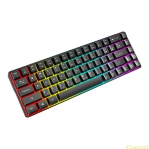 Portable Mechanical Keyboard with 68Key LED Backlights for Laptop Desktop for Gamer Enthusiasts Quiet Typing Experience