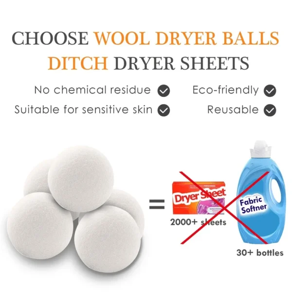 6Pcs Reusable Wool Dryer Balls Softener Laundry Home Washing 4/5/6cm Fleece Dry Kit Ball Useful Washing Machine Accessories - Image 3