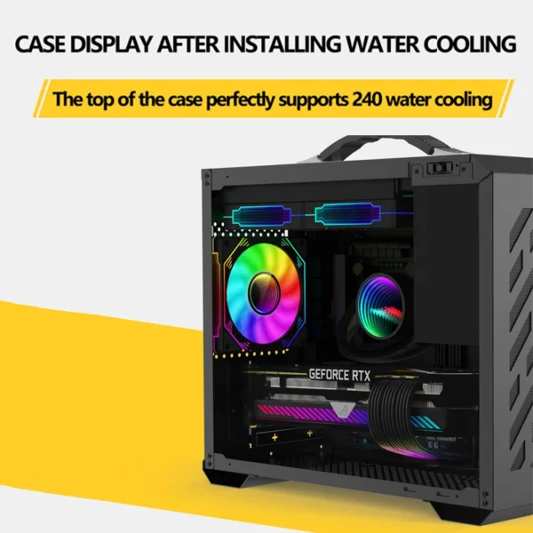 Power Train X200 MINI-ITX Handheld Computer Case Glass Side Transparent Case 240 Water Cooled MATX Desktop Small Host Case - Image 3
