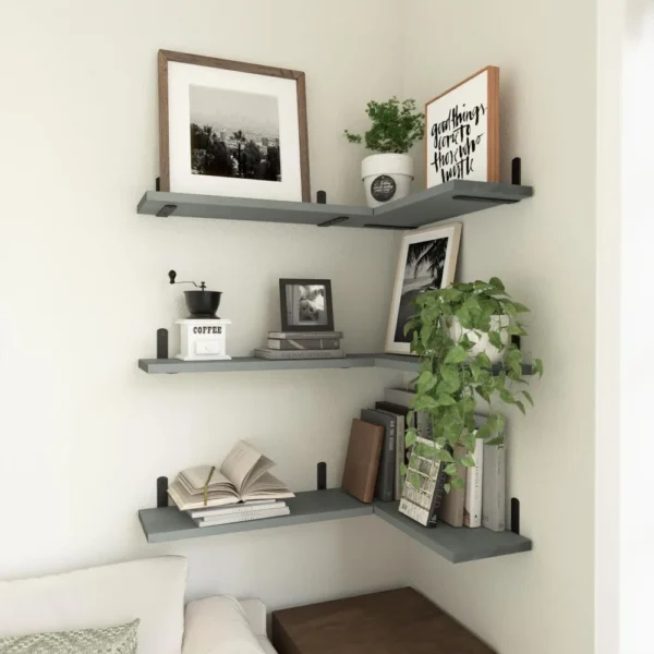 Set of 6 Rustic Brown Wood Floating Shelves - Ideal for Wall Decor, Bedroom, Bathroom Storage, and Living Room Book Displays - Image 5