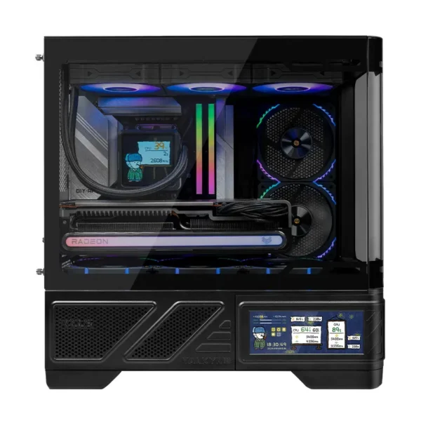 VALKYRIE M-ATX PC Case Gaming Desktop Case VK03-M LCD Supports 360 Water Cooling 6.2-inch Touchscreen Glass 270° Sea View Room - Image 2