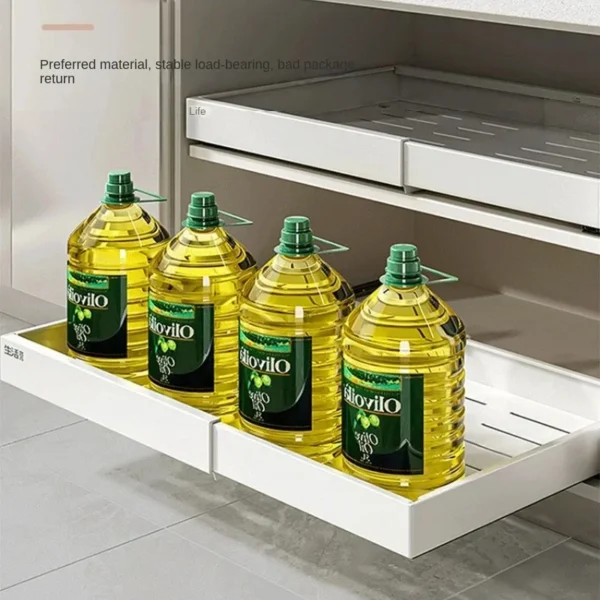 Pull-Out Kitchen Storage Tray Adjustable Cabinet Shelf Sliding Spice Rack Organizer Multi-Layer Bathroom Storage Shelf - Image 4