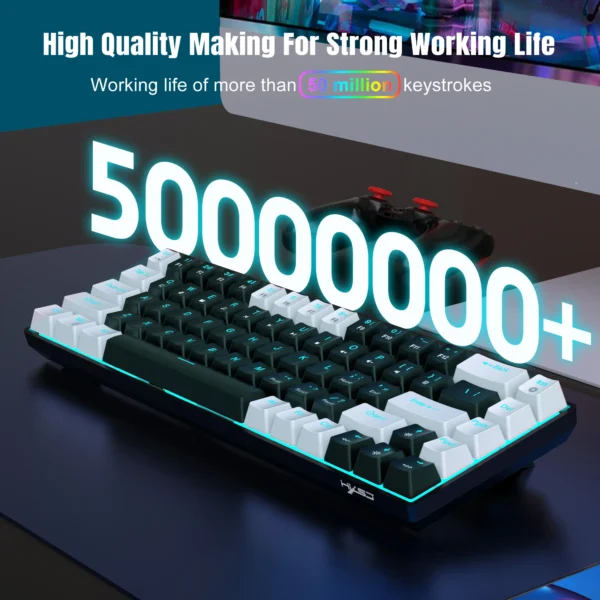 68 Keys Mechanical Keyboard Ergonomics RGB Backlit LED Hot Swappable Blue Switch Gaming Keyboard for PC Laptop Office - Image 5