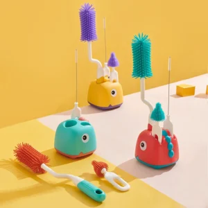 Silicone Bottle Cleaning Brush Baby Pacifier Straw Scrubber Small Brush 360 Degree Glass Cup Washing Kitchen Cleaning Tool Set