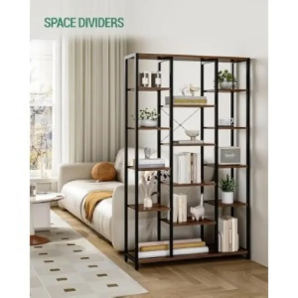 Triple 6-Tiers Tall Bookshelf, Open Storage Shelves with 15 Adjustable Shelves, Display Shelf for Home Office, Bookcase - Image 3