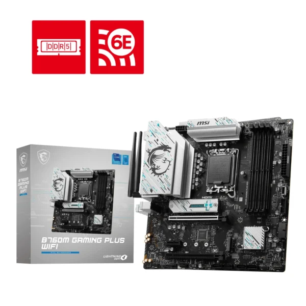 MSI B760M GAMING PLUS WIFI Diy Gaming Computer Motherboard intel 12th/13th Gen Ready, Dual PCle 4.0 M.2, ARGB Sync placa mãe - Image 3