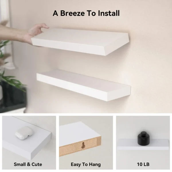 White 6Pcs Floating Shelves, Wall Mounted Small Shelves for Room, Modern Hanging Shelves, Display Wall for Wall Décor - Image 4