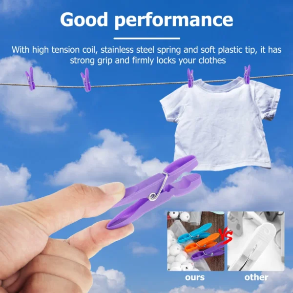 48Pcs Clothes Pegs for Washing Line Strong Grip Washing Pegs Clothespin Soft Plastic Clothes Clips Home Laundry Pegs Windproof - Image 3