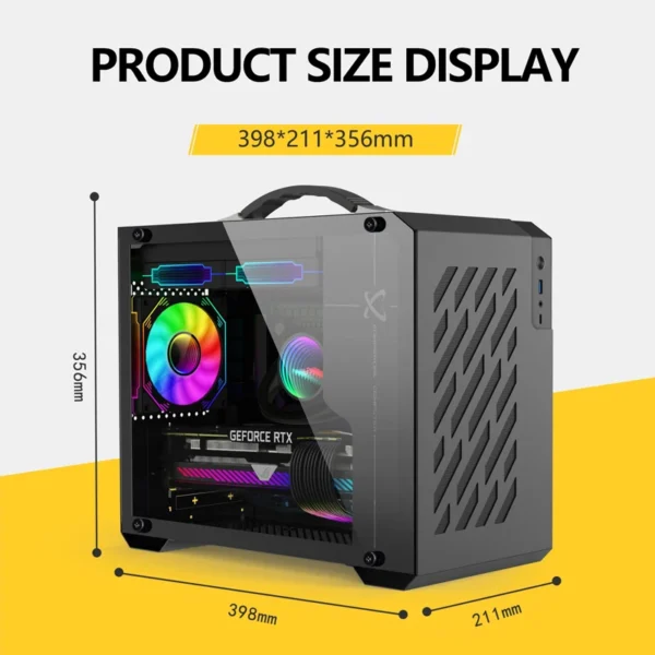 Power Train X200 MINI-ITX Handheld Computer Case Glass Side Transparent Case 240 Water Cooled MATX Desktop Small Host Case - Image 2