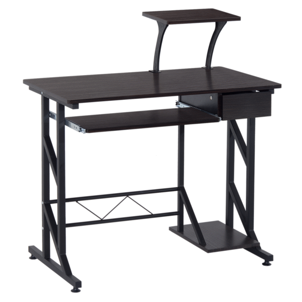Computer Desk Quality Office Home PC Shelf Tray Wood Station Dark Brown HOMCOM