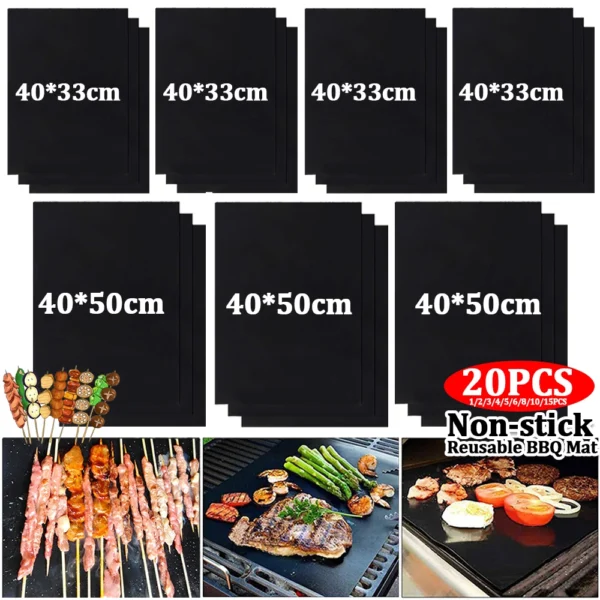 VKTECH Non-Stick Barbecue Grill Mat - Heat Resistant & Reusable Cooking Tool