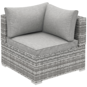 PE Rattan Wicker Corner Sofa Garden Furniture Single Sofa Chair w/ Cushions