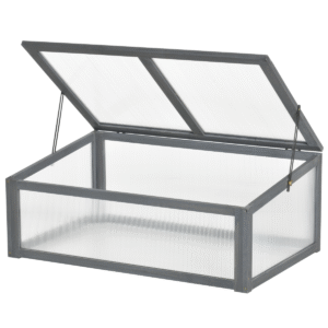 Square Wooden Greenhouse with Openable & Tilted Top Cover, PC Board