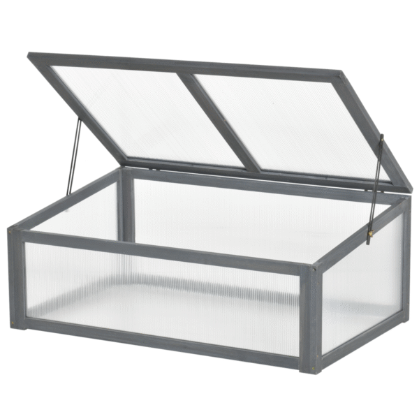 Square Wooden Greenhouse with Openable & Tilted Top Cover, PC Board